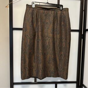 Vintage 90s 100% Wool Tapestry Skirt by Doncaster, size 15